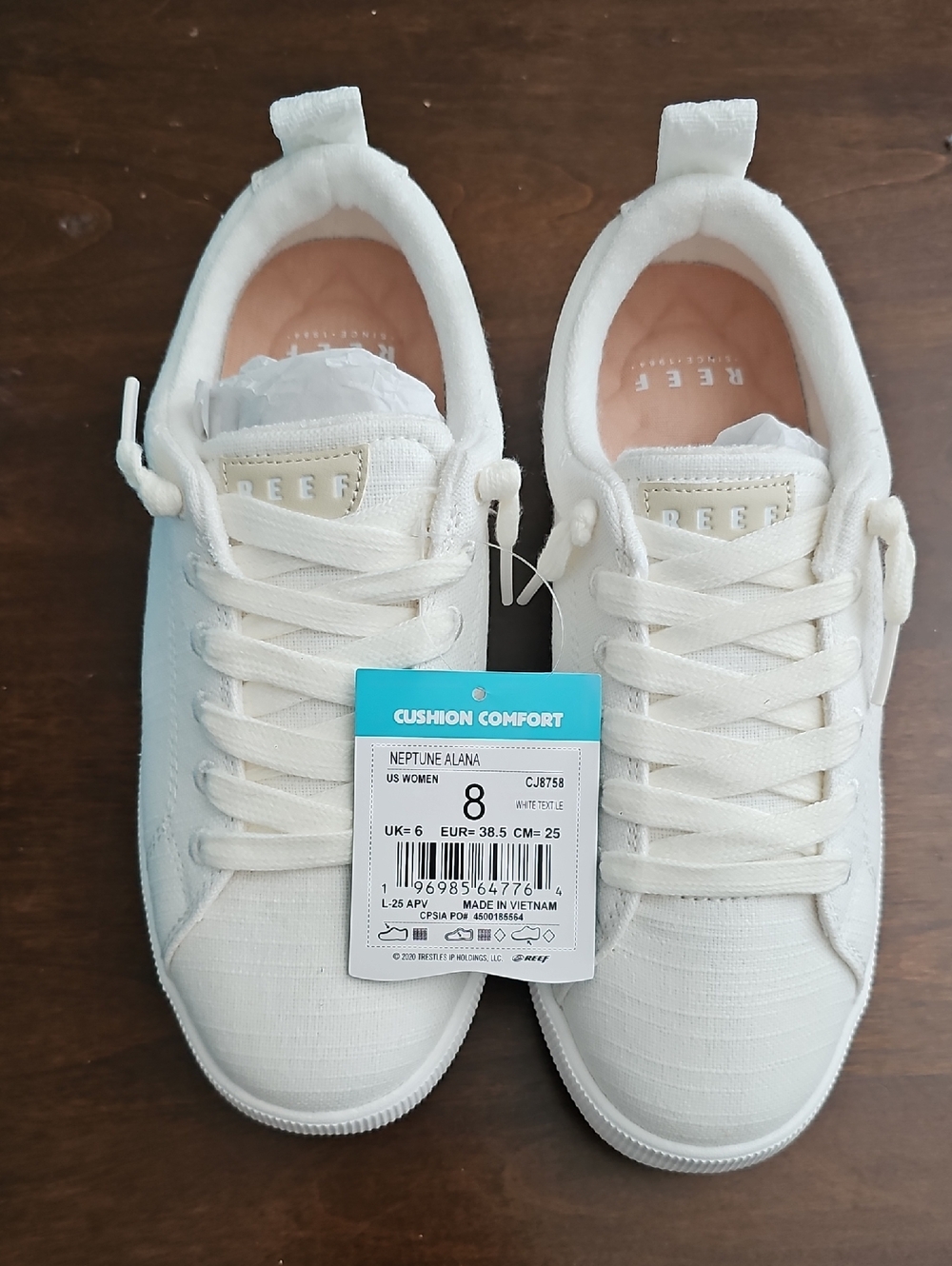 Reef Neptune Alana Women’s White Low-Top Sneakers, NIB - Picture 4 of 5